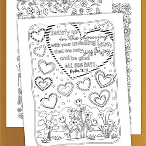 3 Bible Coloring Pages, Scripture Doodles Be Kind Ephesians 4 32 Psalm 90 14 Psalm 136 1 Digital Download image 1