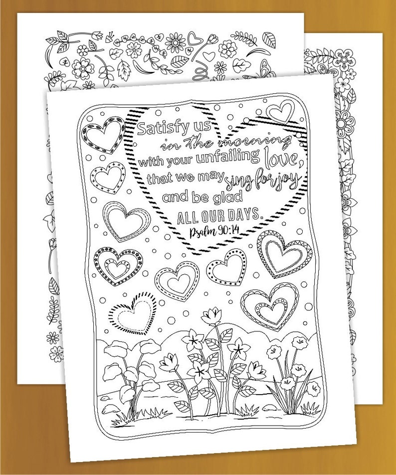 3 Bible Coloring Pages, Scripture Doodles Be Kind Ephesians 4 32 Psalm 90 14 Psalm 136 1 Digital Download image 1