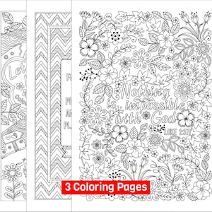 3 Bible Coloring Pages Colossians 3 14, Luke 1 37, and Jeremiah 29 11 Scripture Doodle Arts Digital Download image 1