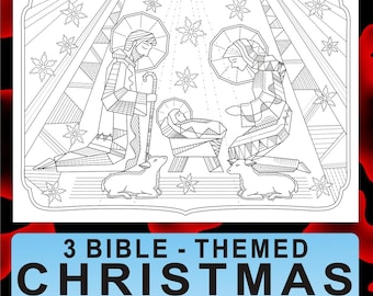 Bible Christmas Coloring Pages – 3 Printable Nativity, Angel and Wise Men Designs | Christian Holiday Coloring for Kids & Adults