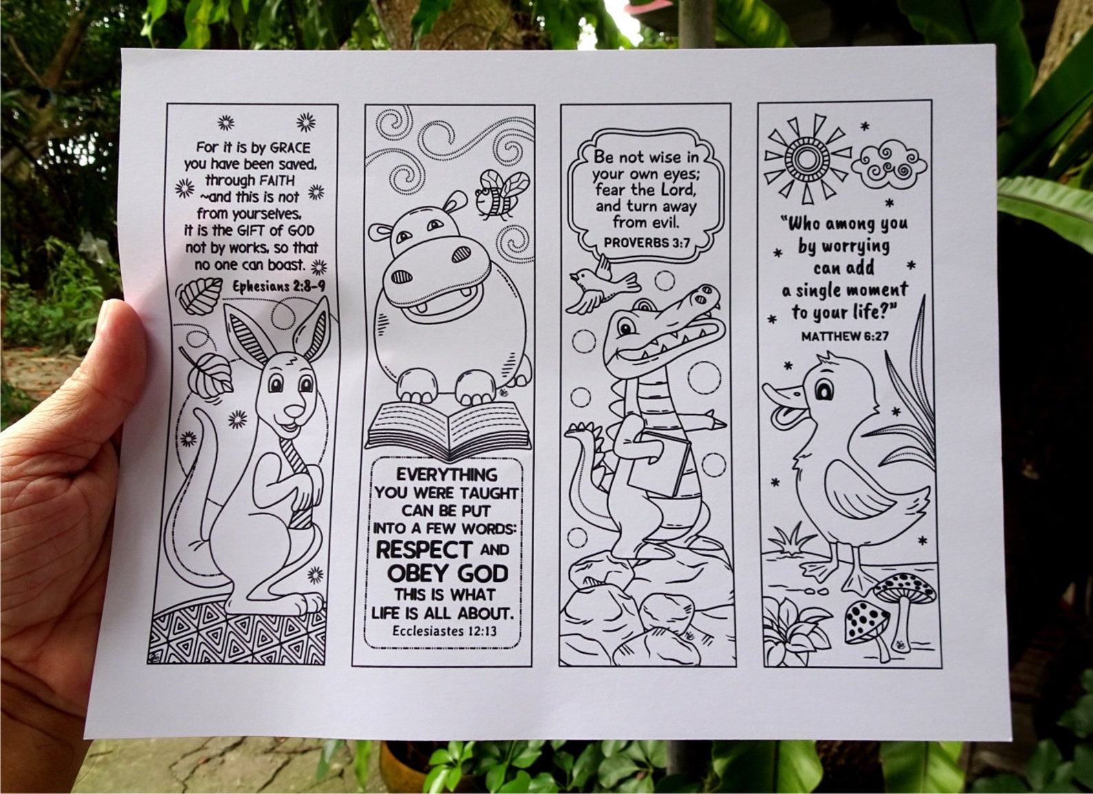 Set of 8 Coloring Bookmarks With Bible Verses Cute Animals - Etsy