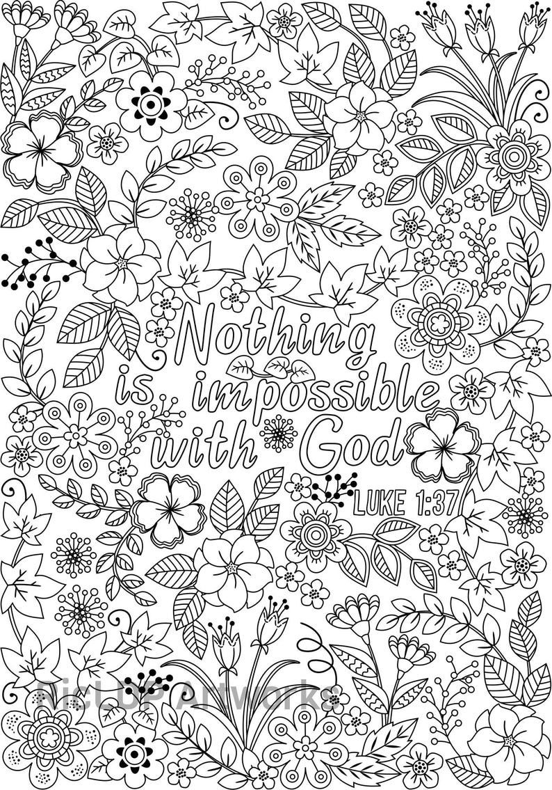 3 Bible Coloring Pages Colossians 3 14, Luke 1 37, and Jeremiah 29 11 Scripture Doodle Arts Digital Download image 2