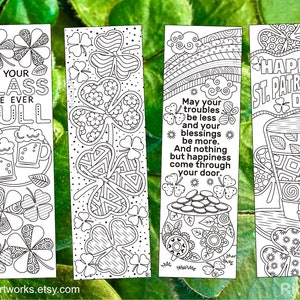 8 St Patrick's Day Coloring Bookmarks – Printable Irish Art for Kids ...