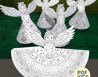 Printable Christmas Angel Coloring Pages: DIY Holiday Craft (PDF/JPEG)