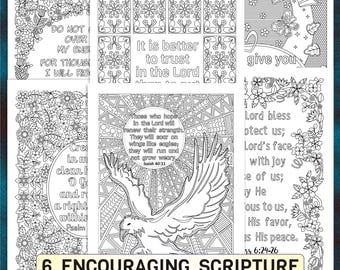 6 Bible Verse Coloring Pages: Floral Scripture Art (PDF & JPEG)