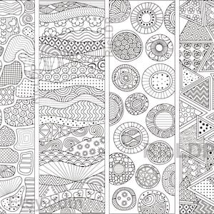 Coloring Bookmarks - Seamless  Patterns - Calming - Relaxing Doodles - Line Drawing - Zendoodles - Digital Download