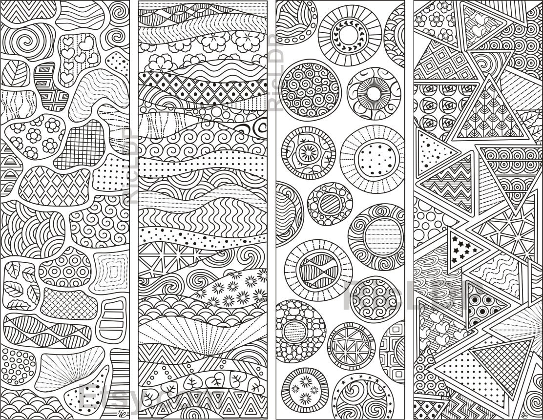 Coloring Bookmarks With Semi-abstract Designs Doodle Arts 