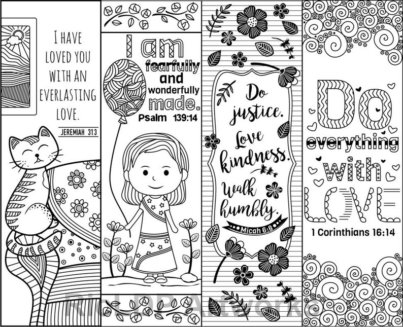 Download Set of 8 Bible Verse Coloring Bookmarks for Kids Scripture ...