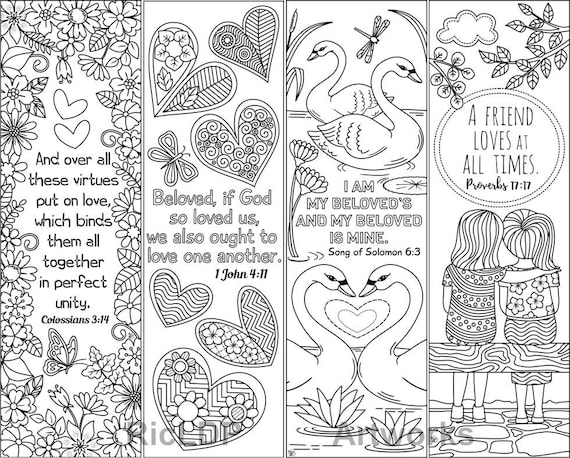 set of 8 coloring bookmarks with love bible verses marker