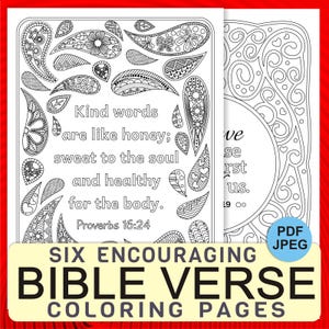 6 Encouraging Bible Coloring Pages for Adults – Printable Repeated Pattern Designs for Mindfulness Coloring, Reflection and Relaxation