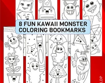 Kawaii Monster Coloring Bookmarks: Playful Zen Doodles (PDF/JPEG)