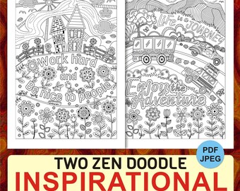 Inspirational Zen Doodle Coloring Pages: Mindfulness Relaxation (PDF, JPEG)