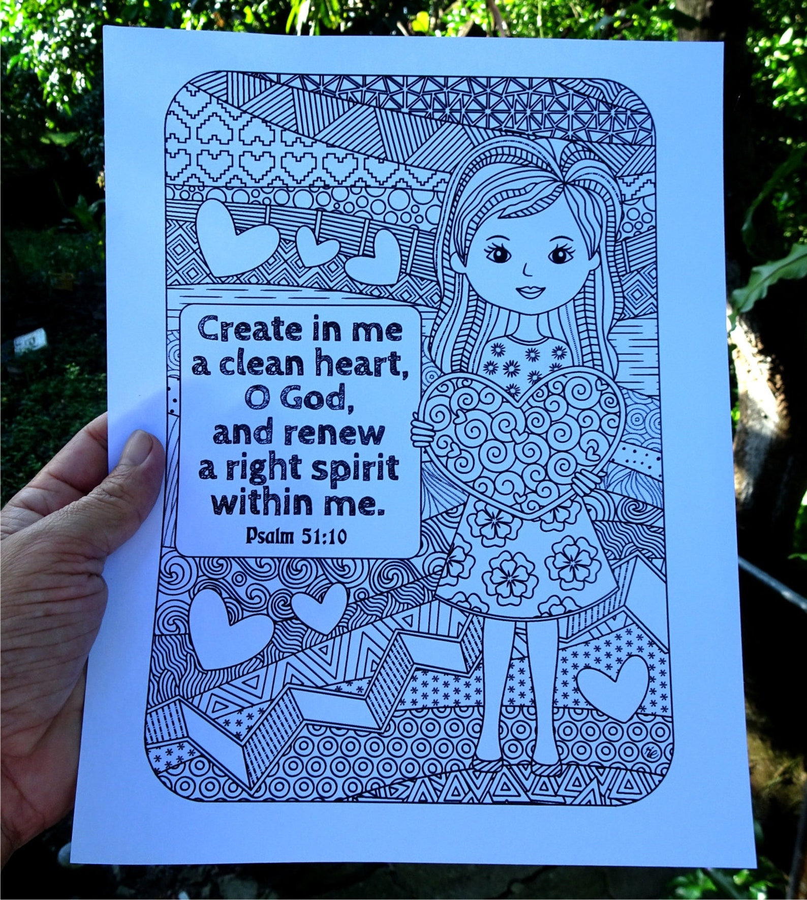 two-bible-coloring-pages-with-heart-doodles-psalm-51-10-etsy