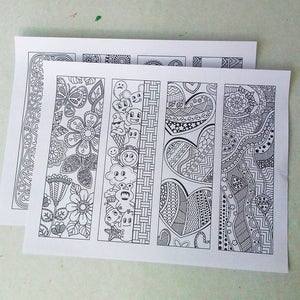 Set of 8 Coloring Bookmarks With Abstract Patterns Colouring - Etsy