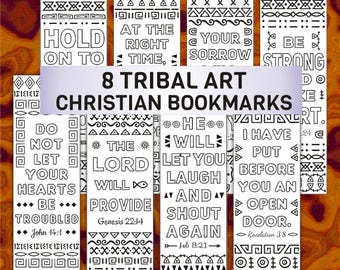 Printable Bible Verse Bookmarks: Tribal Art Scripture Designs (Digital Download)