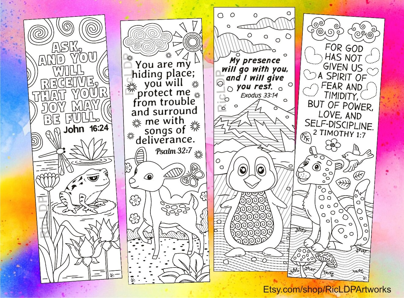 Set of 8 Bible Coloring Bookmarks With Animal Characters - Etsy
