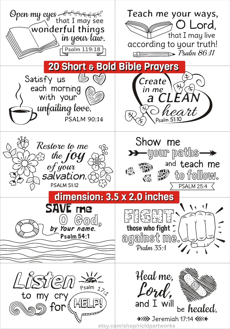 20 printable bible prayer cards short bold bible verses etsy