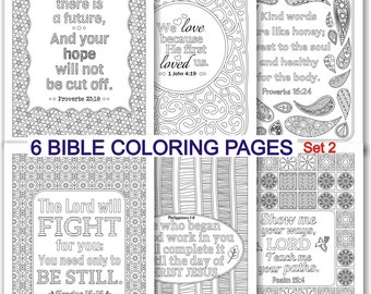 Bible Verse - Coloring Pages - Repeated Patterns - Exodus 14 - Philippians 1 - Proverbs 23 - Psalm 25 - Proverbs 16 - Digital Download