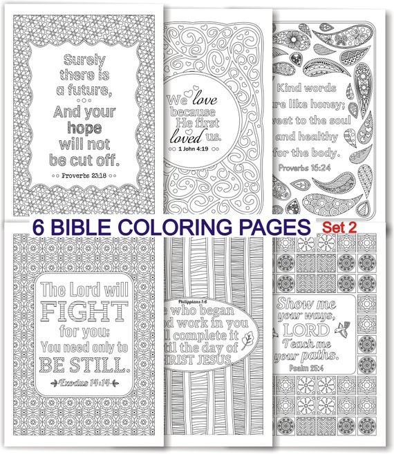 Set of 6 Scripture Coloring Pages Tessellation Background Design