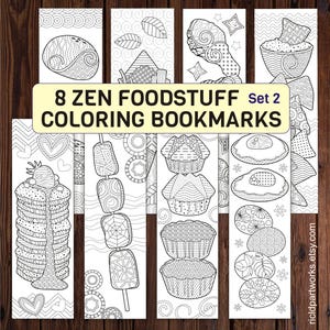 Food Zentangle Coloring Bookmarks: Fun Doodle Art (PDF & JPEG)