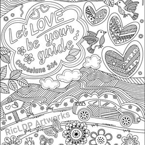 3 Bible Coloring Pages Colossians 3 14, Luke 1 37, and Jeremiah 29 11 Scripture Doodle Arts Digital Download image 3