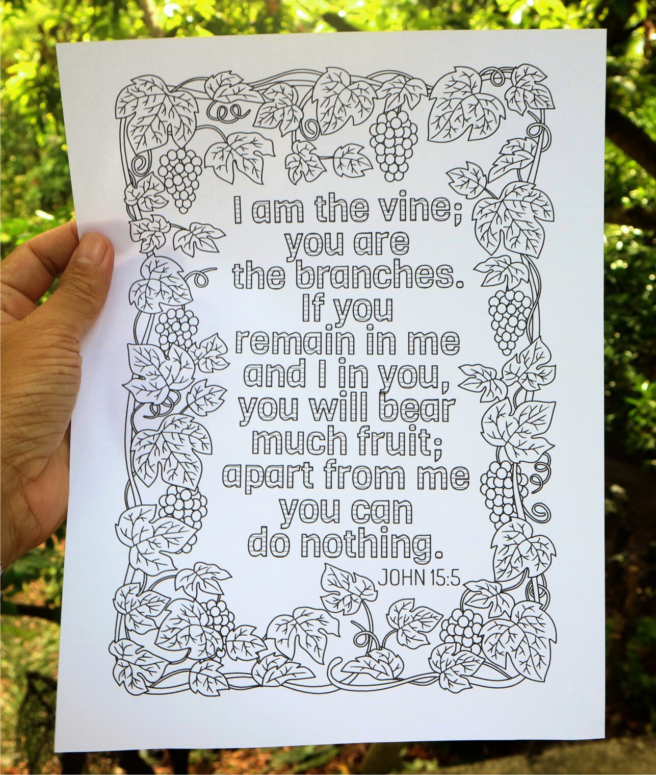 Two Bible Coloring Pages John 15 5 and John 6 35 Scripture Coloring