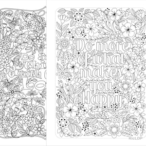 Adult Coloring - Do Small Things - Great Love - Makes You Happy - Zentangle - Blossom - Affirmation - Digital Download