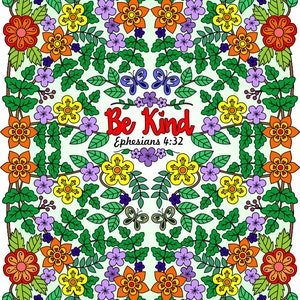 3 Bible Coloring Pages, Scripture Doodles Be Kind Ephesians 4 32 Psalm 90 14 Psalm 136 1 Digital Download image 5