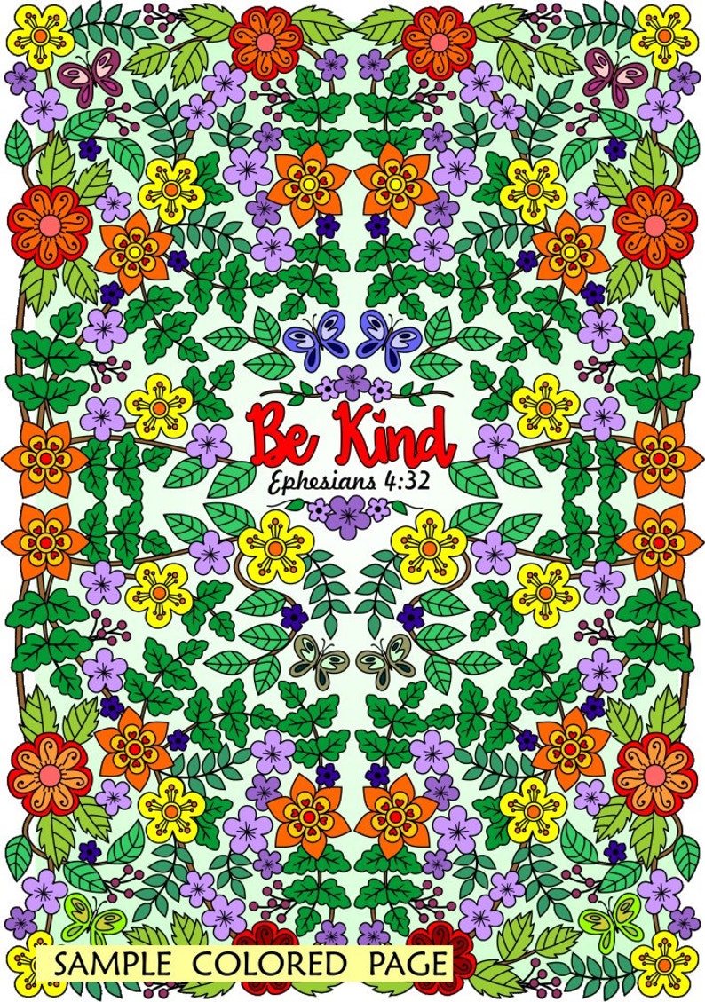 3 Bible Coloring Pages, Scripture Doodles Be Kind Ephesians 4 32 Psalm 90 14 Psalm 136 1 Digital Download image 5