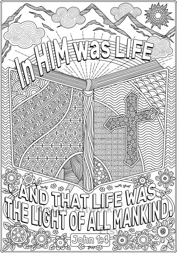 Set Of 2 Coloring Pages From John Bible Coloring Sheets Etsy