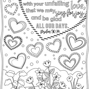 3 Bible Coloring Pages, Scripture Doodles Be Kind Ephesians 4 32 Psalm 90 14 Psalm 136 1 Digital Download image 3