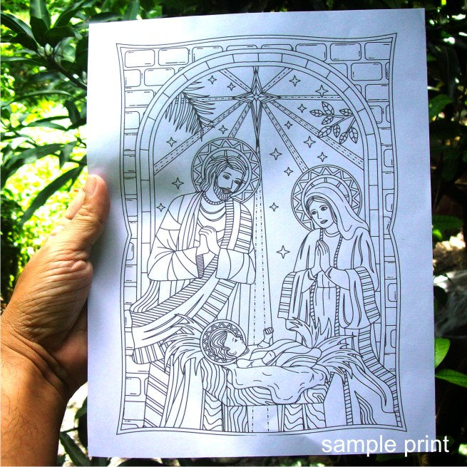 3 Christmas Coloring Holiday Season Toys Lantern Nativity Coloring Holy ...