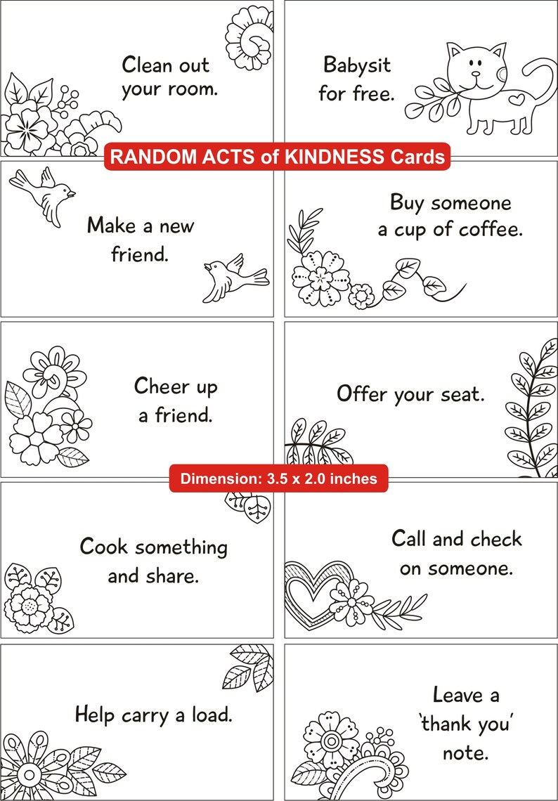 Set of 30 Printable random Acts of Kindness Cards - Etsy