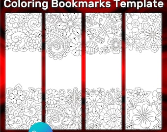 Canva Editable Floral Coloring Bookmarks Template - Add Your Own Quotes, Bible Verses & Sayings