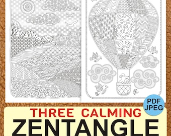 Zen Doodle Coloring Pages: Calming Tessellation Art (PDF, JPEG)