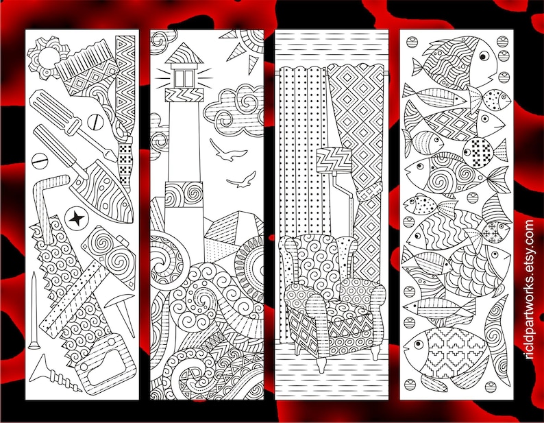 8 Printable Coloring Bookmarks for Kids & Adults – Zen Doodle Pattern ...