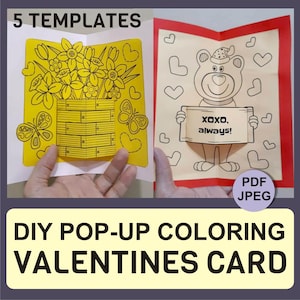DIY Pop-Up Valentine's Day Coloring Cards for Kids – 5 Printable Templates for Classroom, Homeschool and Craft Activity