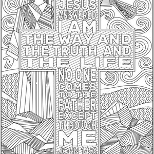 Book of John - Coloring Pages - John 14 - I am the Way, Truth, Life - Jesus Drawing - Bible - Holy Spirit - Digital Download