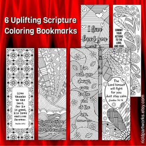 6 Uplifting Bible Verse Bookmarks: Mindful Coloring Scriptures (PDF/JPEG)