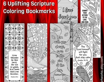 6 Uplifting Bible Verse Bookmarks: Mindful Coloring Scriptures (PDF/JPEG)