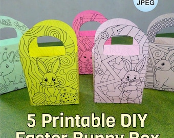 5 Printable Easter Bunny Treat Boxes -DIY Paper Craft with Adorable Images