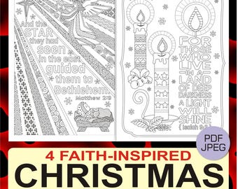 Christmas Bible Verse Coloring Pages: Matthew, Isaiah, James, John (PDF & JPEG)