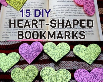 Heart Corner Bookmarks: 15 DIY Zen Doodle Designs (Printable PDF)