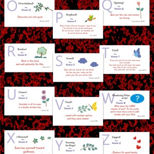 Alphabet Bible Scripture Cards A to Z Printable Template Reminder ...