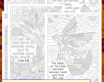 Bible Verse Coloring Pages: Christian Art for Relaxation (PDF/JPEG)