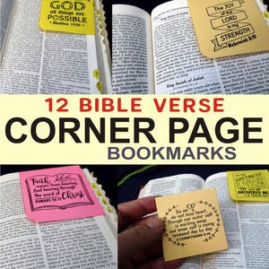 12 Bible Corner Page Bookmarks – Printable DIY Scripture Arts: Romans 10, Nehemiah 8, Galatians 6, Nahum, Philippians 4, Matthew 19, Psalms
