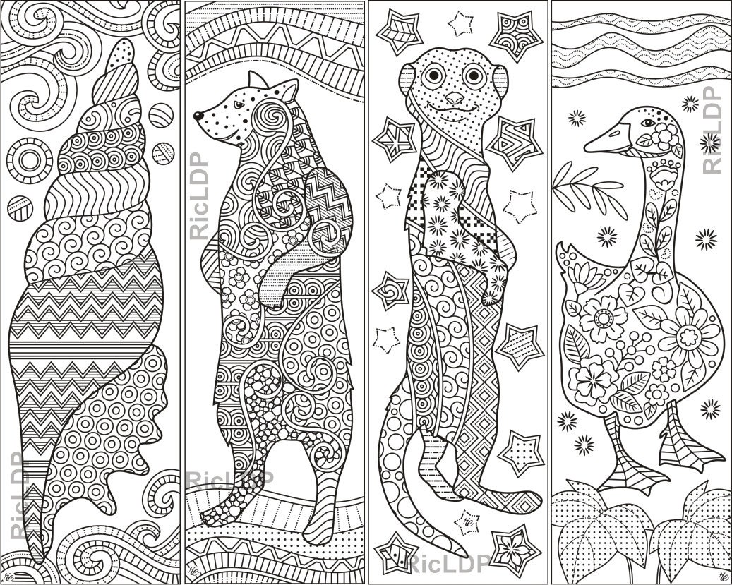 Printable Animal Coloring Bookmarks for Kids Color Your Own Markers