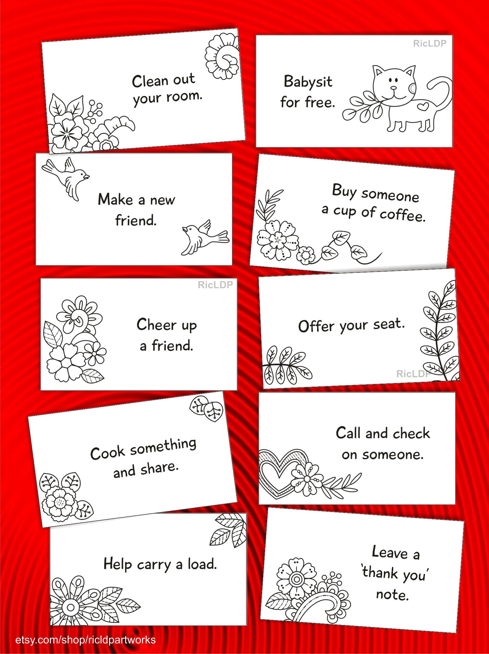 Set of 30 Printable random Acts of Kindness Cards - Etsy