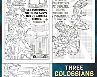 Colossians Bible Verse Coloring Pages: Geometric Line Art (PDF & JPEG)