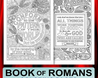 Two Bible Coloring Pages from Book of Romans – Printable Zen Doodle & Paisleys Designs